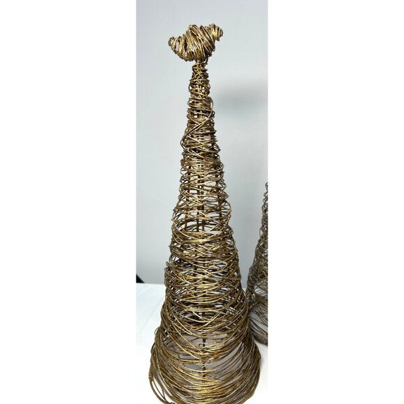 Set Of 3 Gold Wire Christmas Tree Decorations - Picture 2 of 6